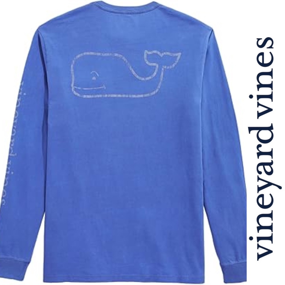 Vineyard Vines | Men's Blue Long Sleeve Front Pocket T-shirt | Size Large